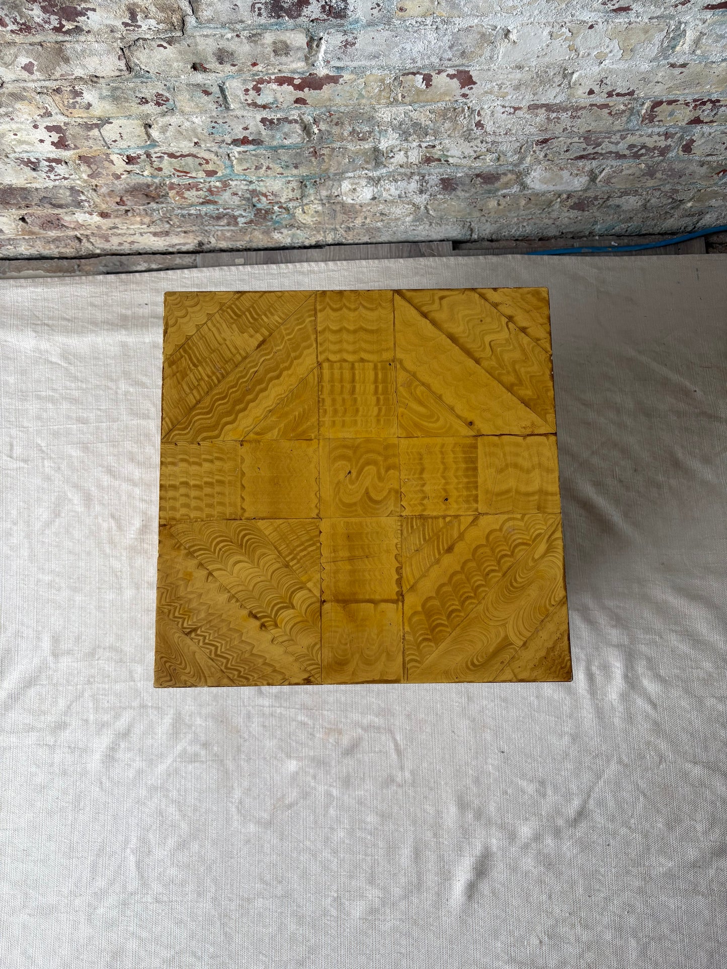 Sculptural Patchwork Wood Side Table
