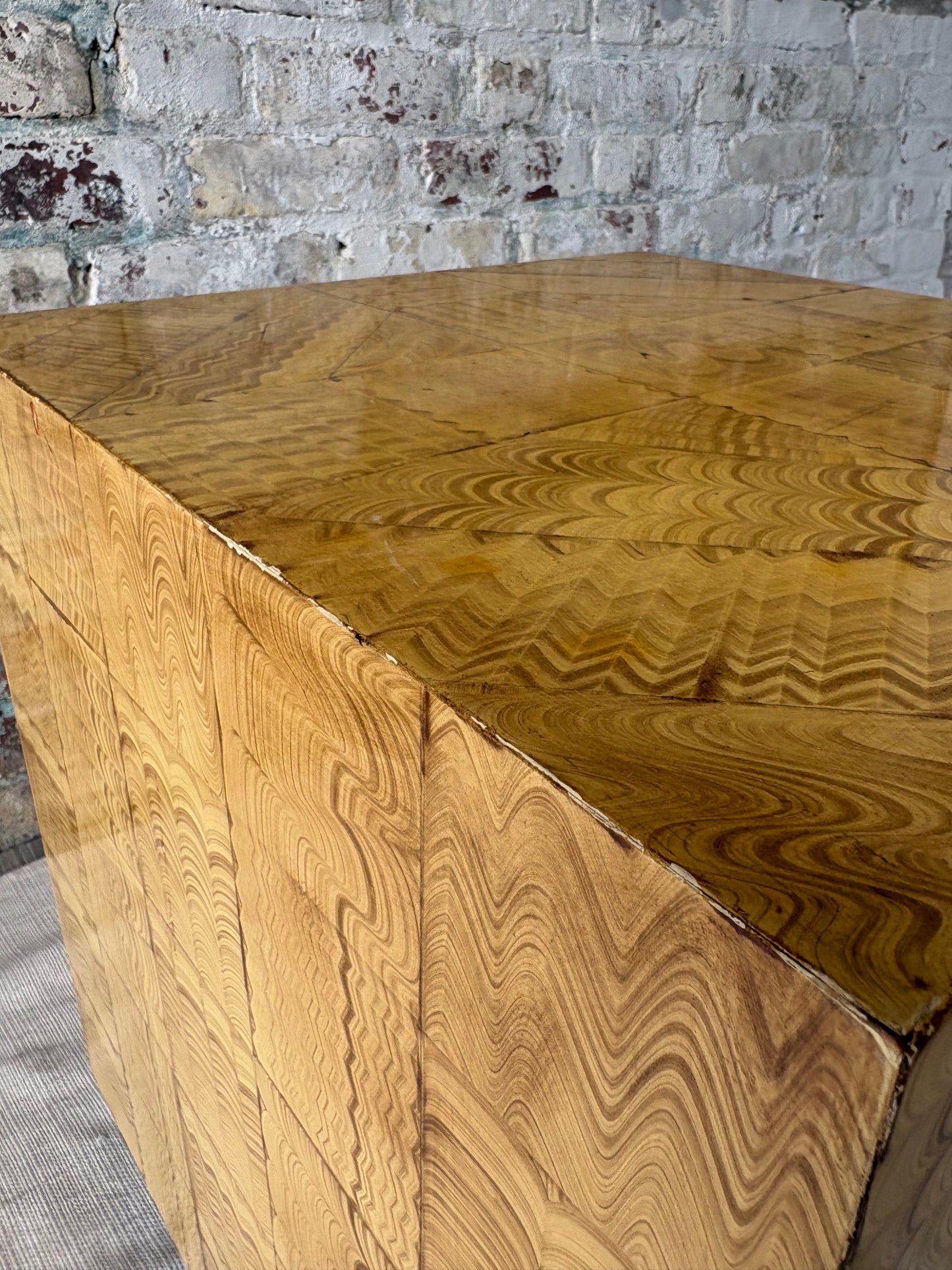 Sculptural Patchwork Wood Side Table