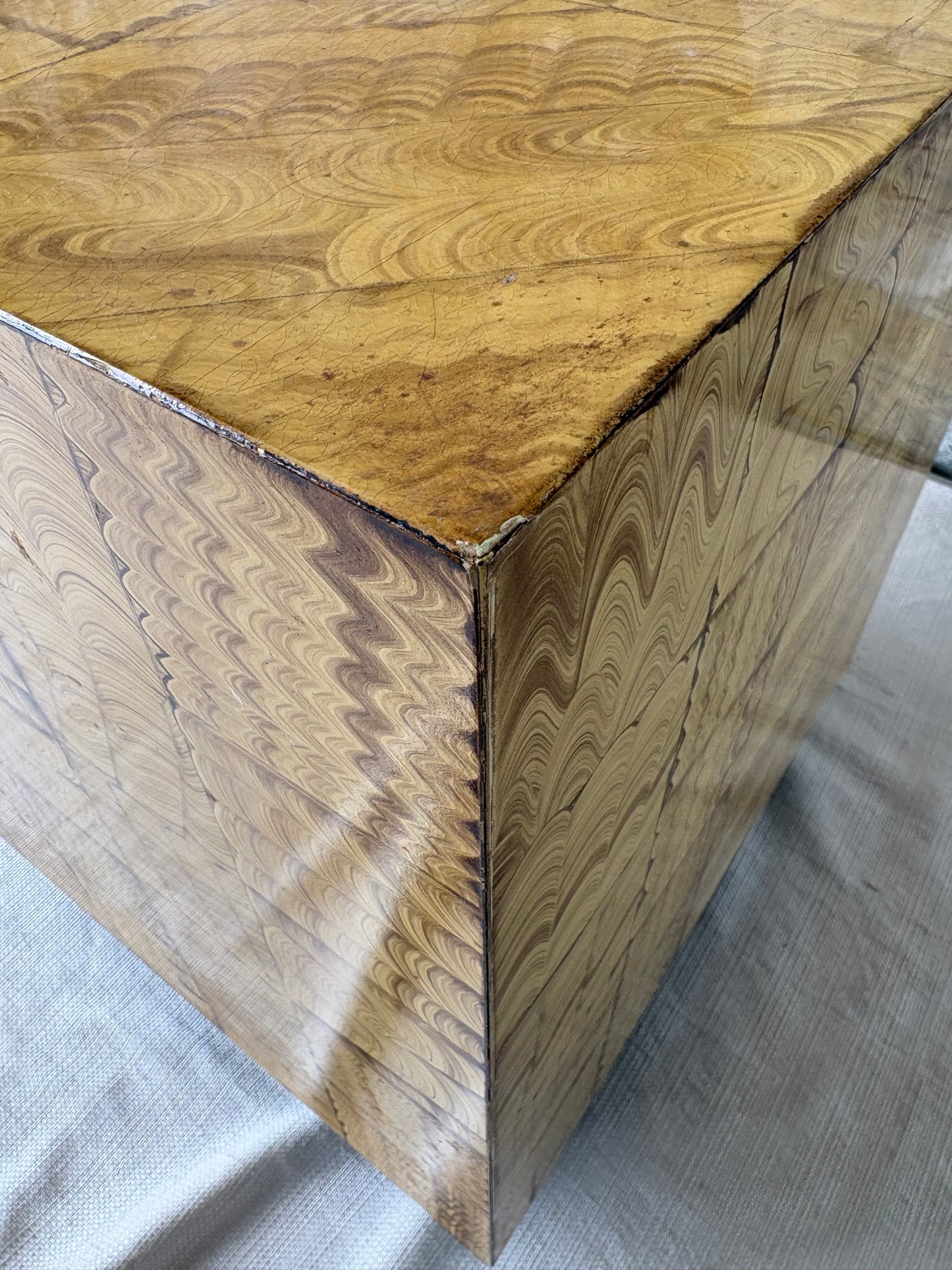 Sculptural Patchwork Wood Side Table