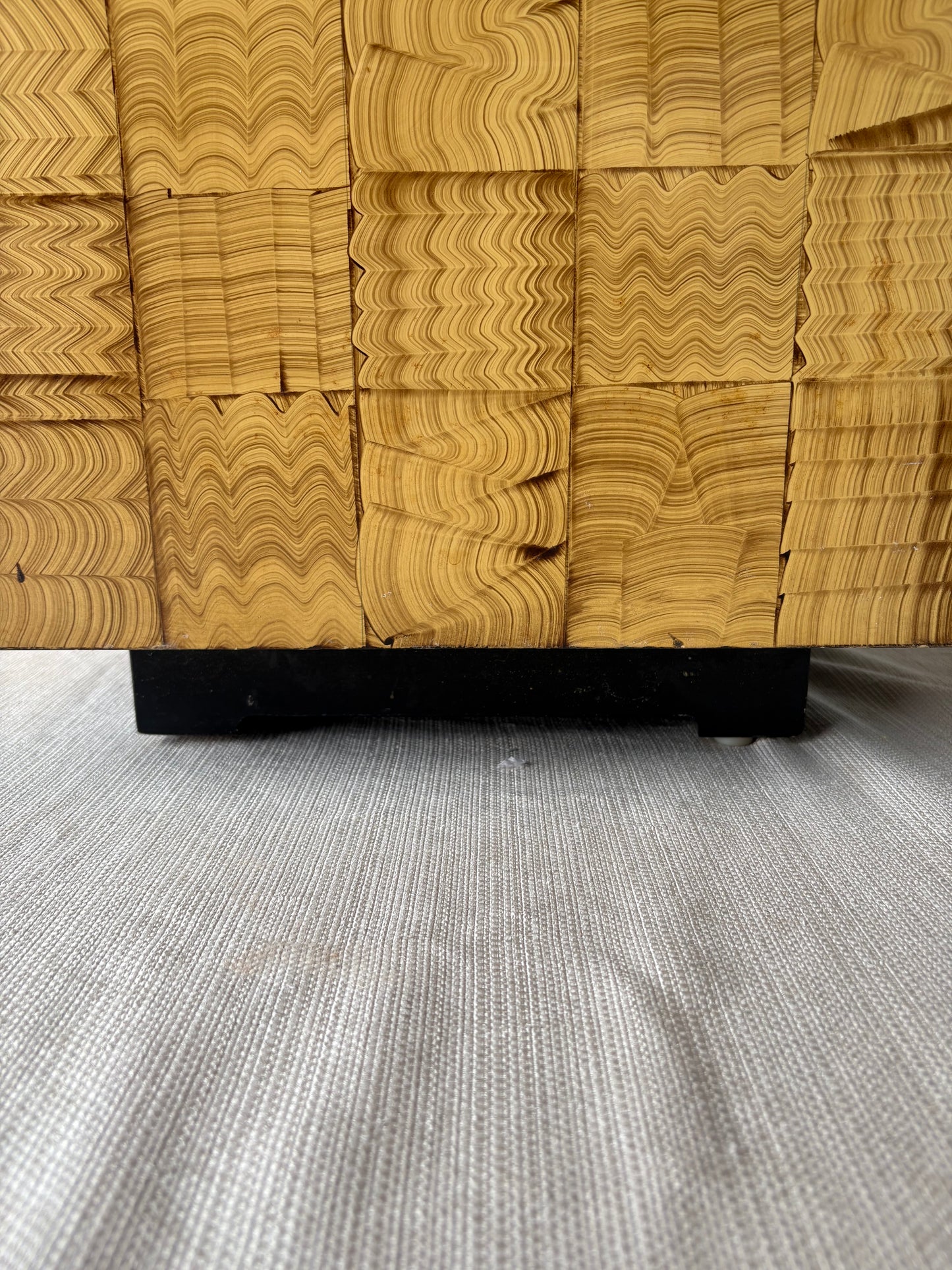 Sculptural Patchwork Wood Side Table