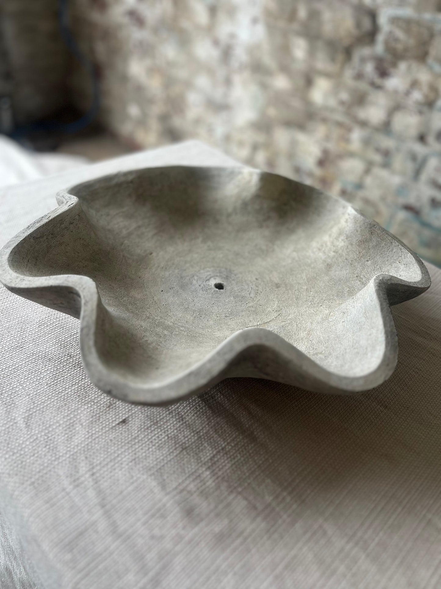 Organic Concrete Planter Bowl – Sculptural Wabi-Sabi Form