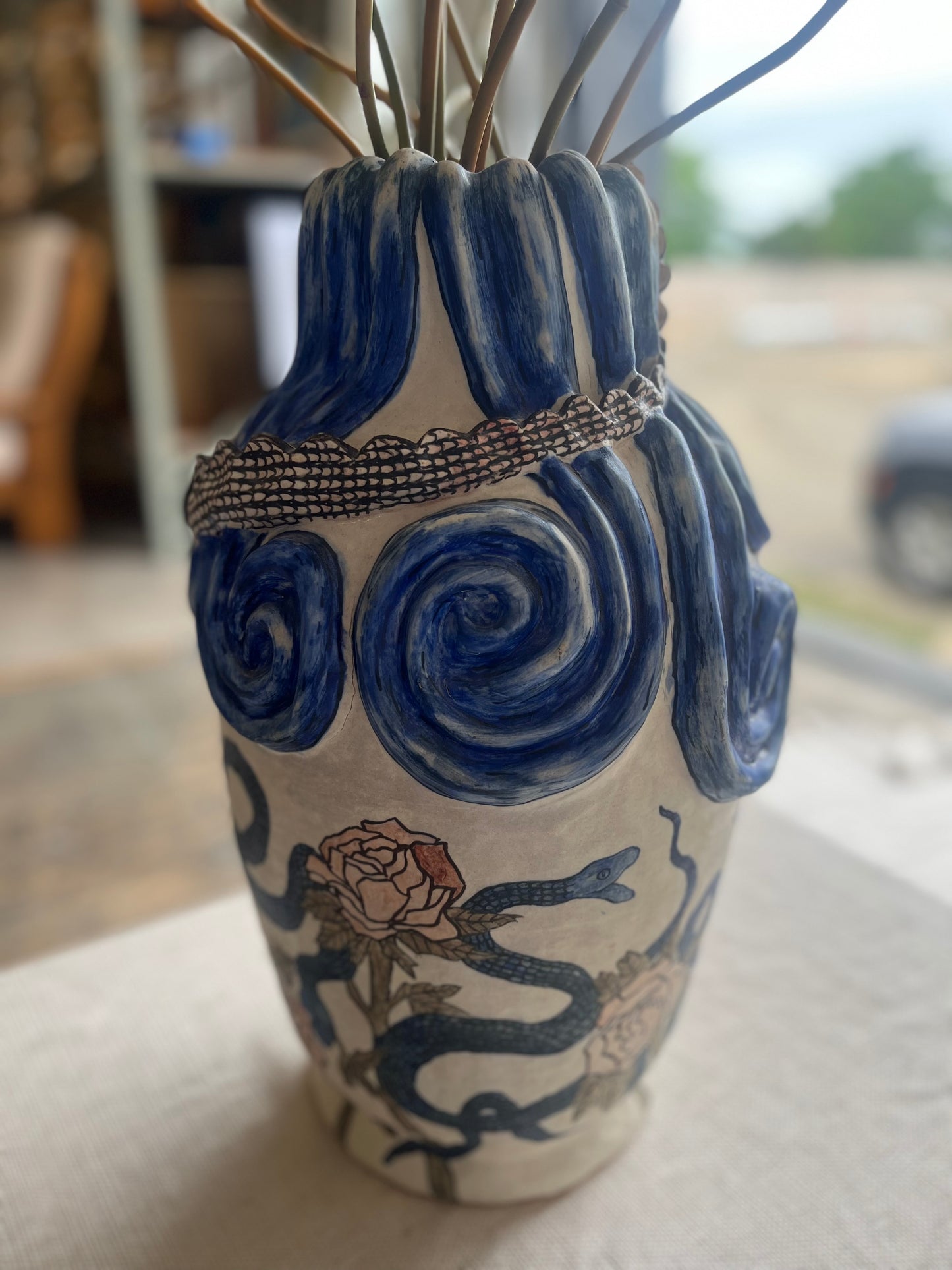 Snake &amp; Roses Vase