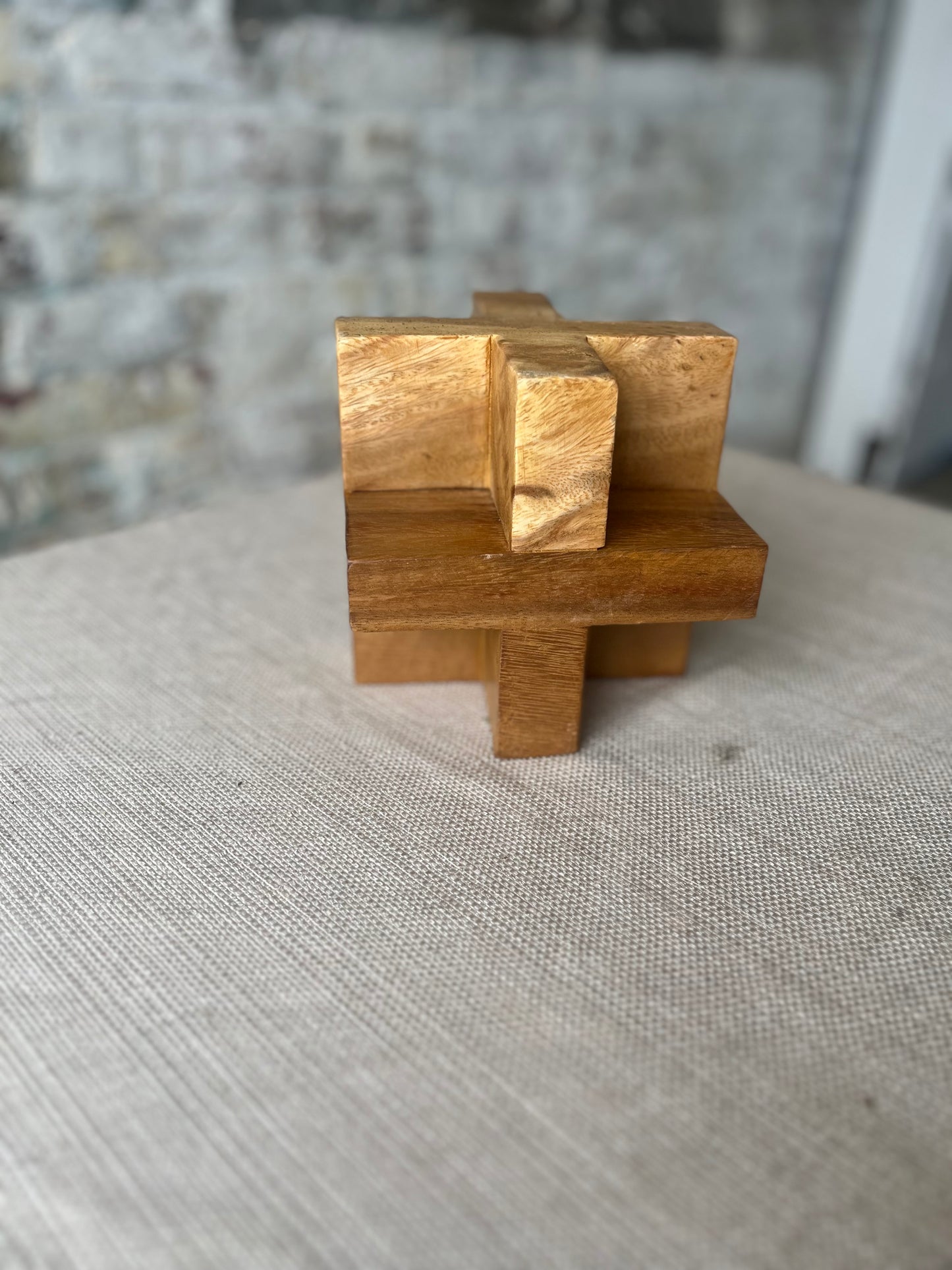 Wooden Plus Sign Sculpture