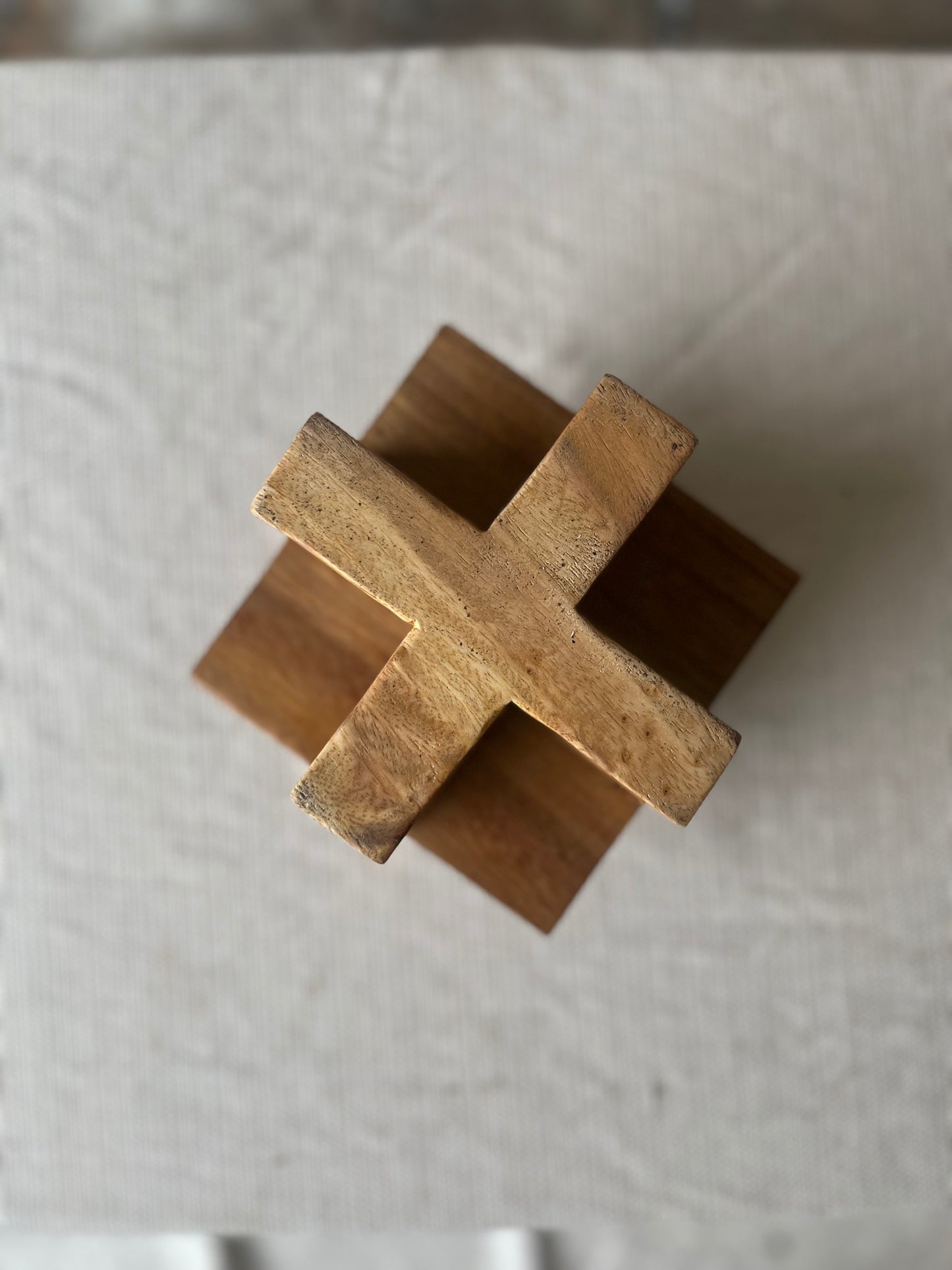 Wooden Plus Sign Sculpture