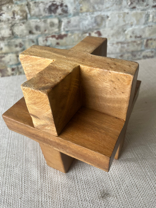Wooden Plus Sign Sculpture
