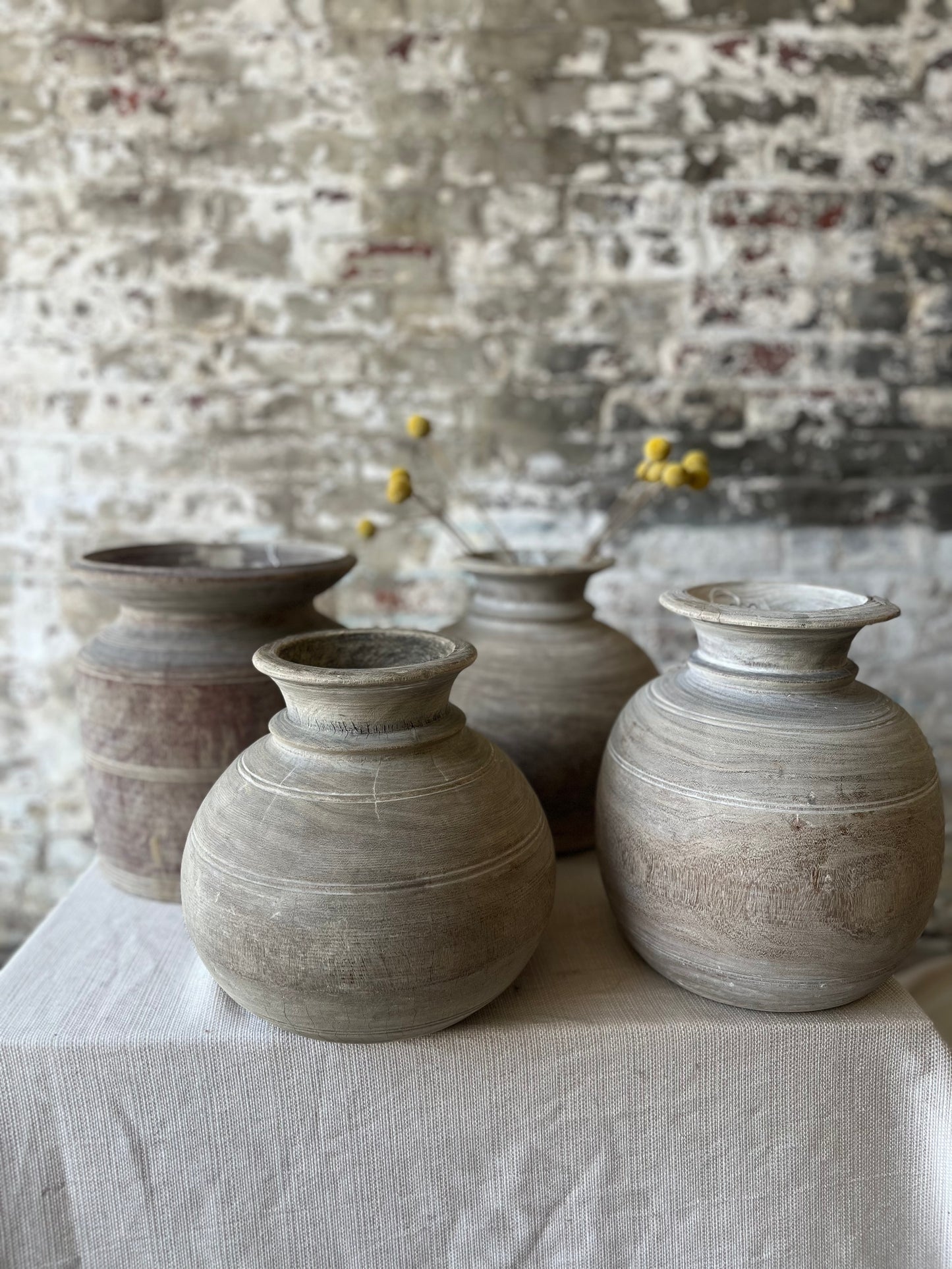 Hand-Carved Vintage Wooden Pots – Individually/Price Sold