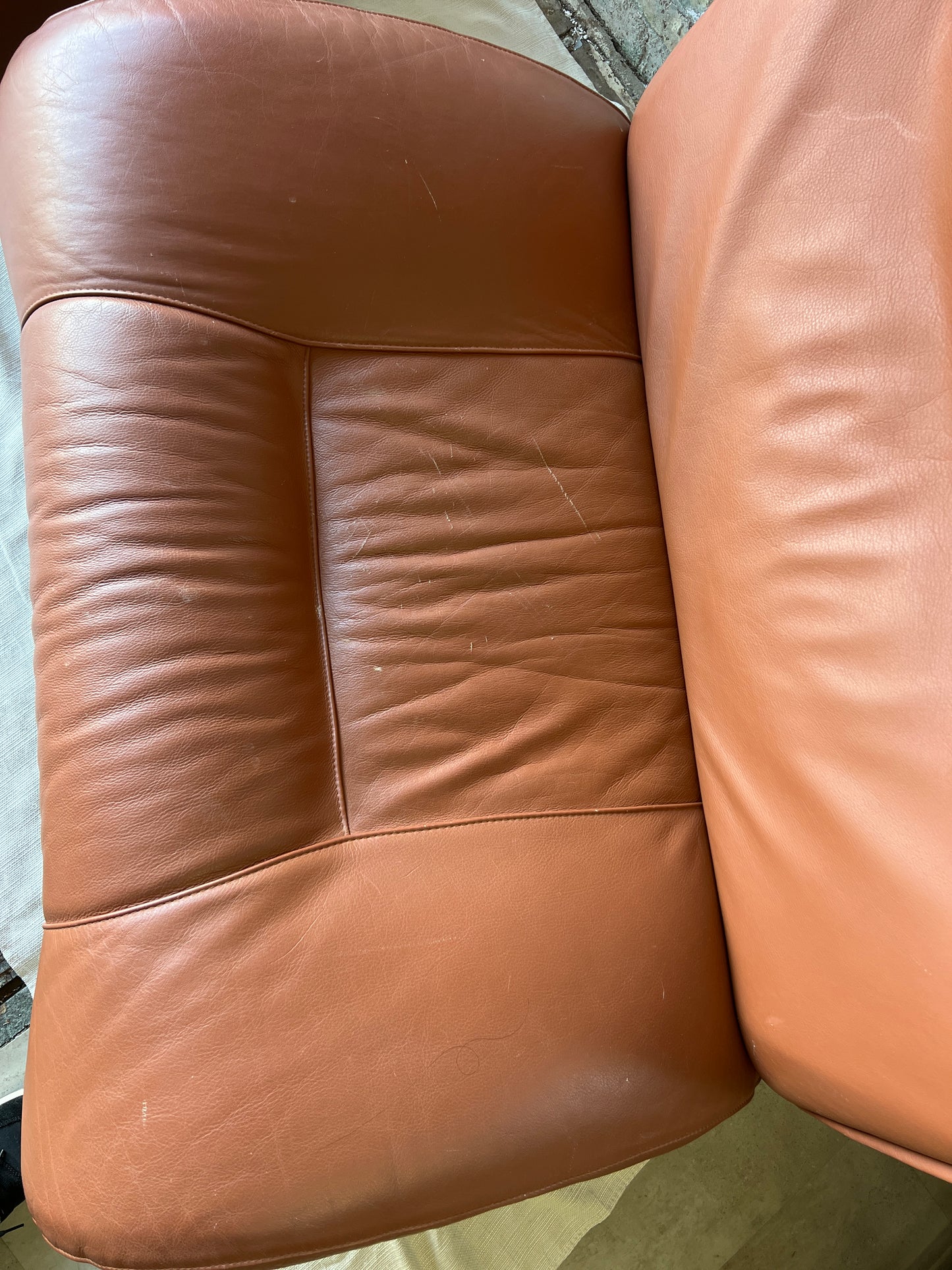 Vintage Cognac Leather Sling Lounge Chairs – Pair