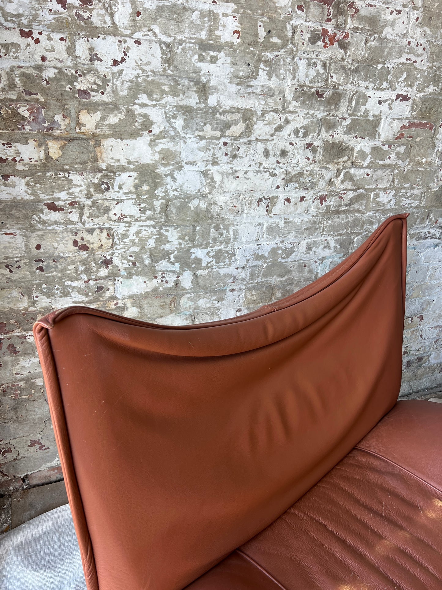 Vintage Cognac Leather Sling Lounge Chairs – Pair