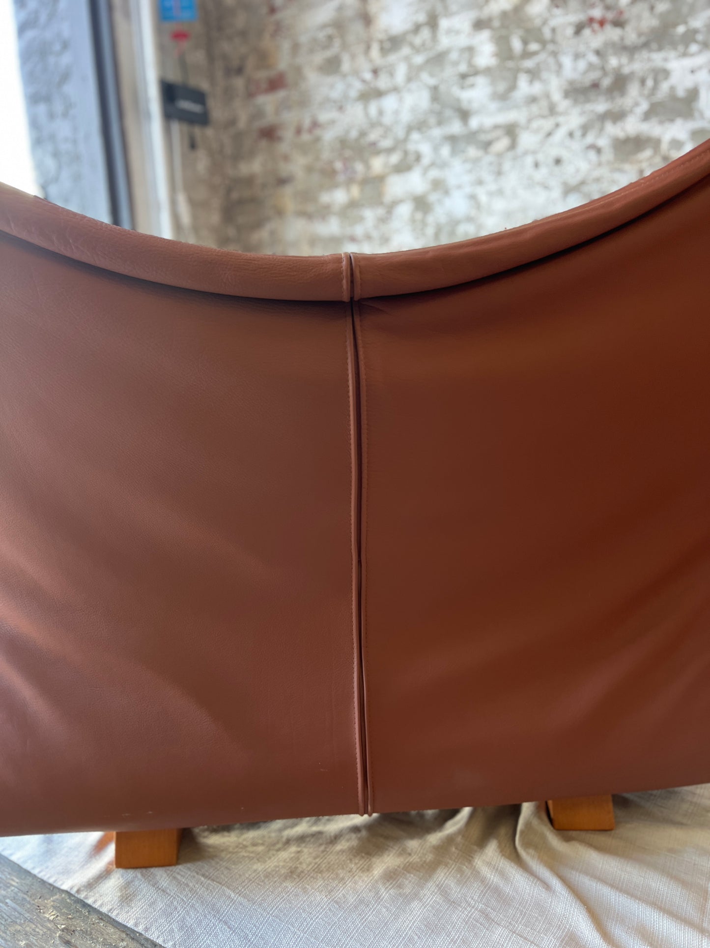Vintage Cognac Leather Sling Lounge Chairs – Pair