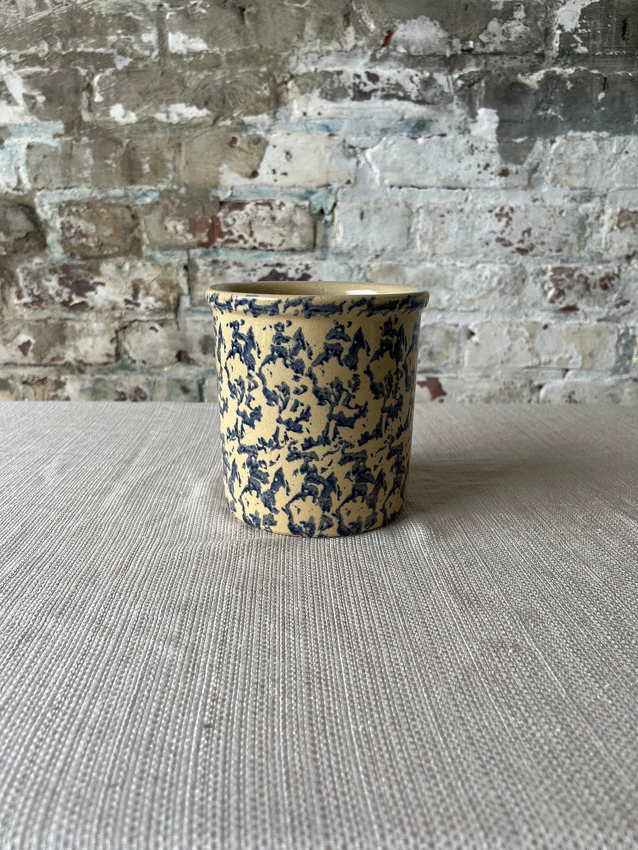 Vintage Blue Spongeware Crock