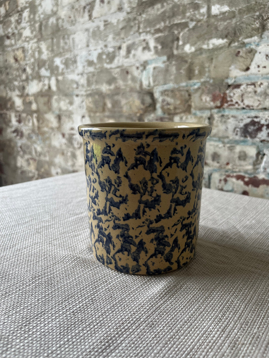 Vintage Blue Spongeware Crock