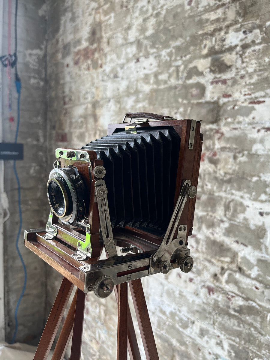 Vintage Wista Field 45 Wooden Large Format Camera on Extendable Tripod