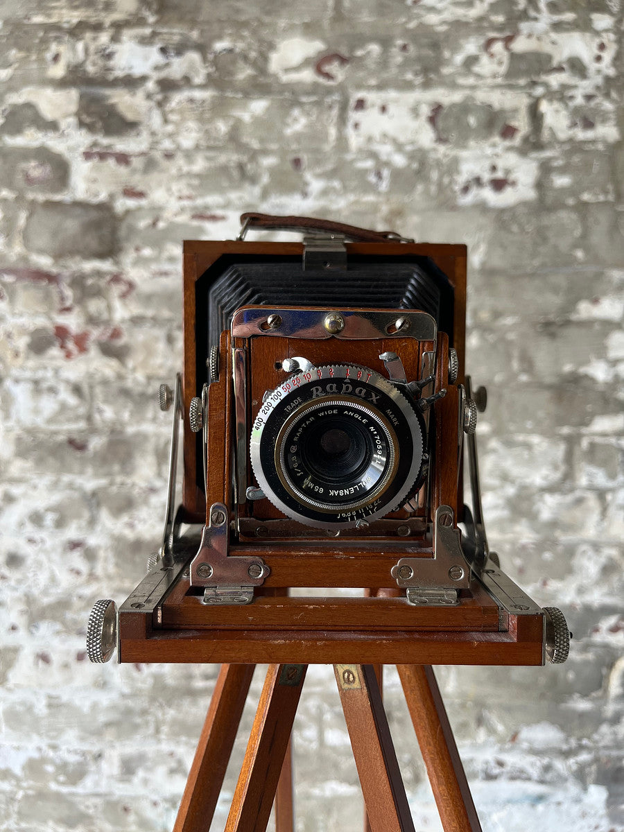 Vintage Wista Field 45 Wooden Large Format Camera on Extendable Tripod