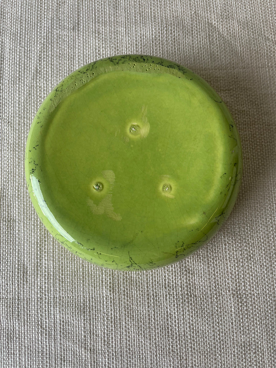 Vintage Chartreuse Crackle-Glazed Bowl