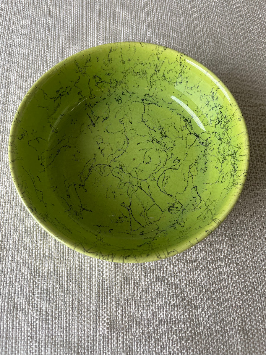 Vintage Chartreuse Crackle-Glazed Bowl