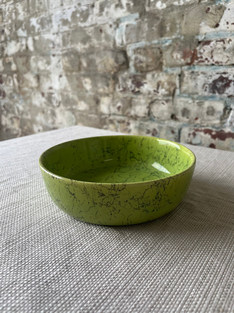 Vintage Chartreuse Crackle-Glazed Bowl