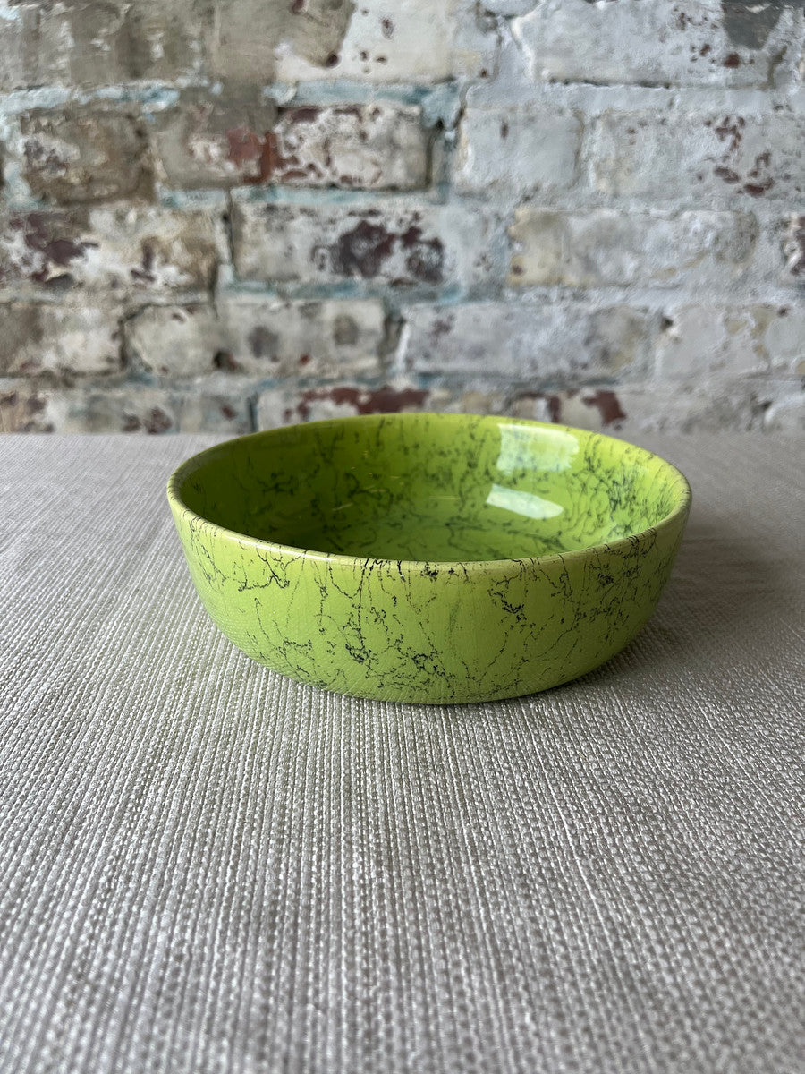 Vintage Chartreuse Crackle-Glazed Bowl
