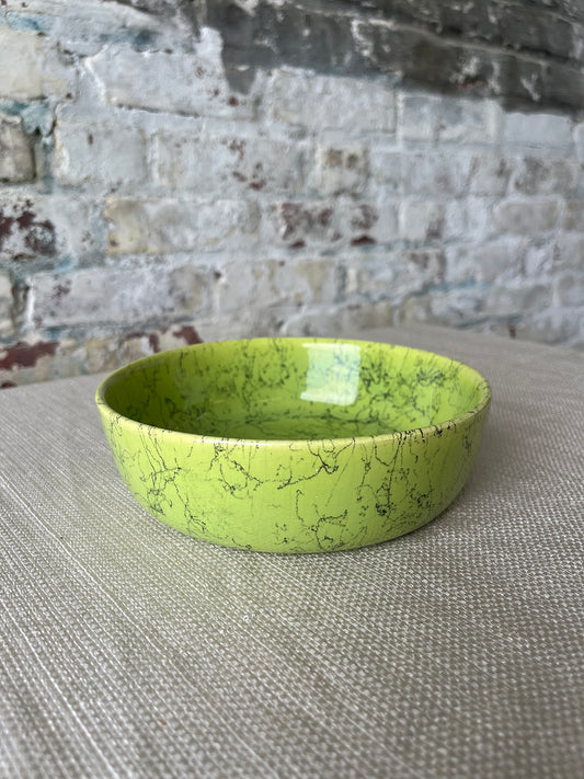Vintage Chartreuse Crackle-Glazed Bowl
