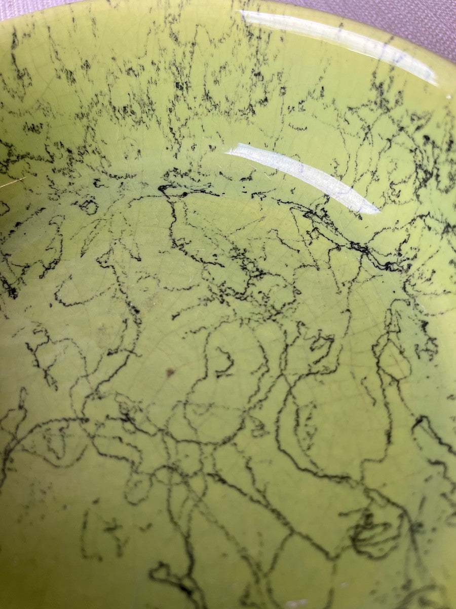 Vintage Chartreuse Crackle-Glazed Bowl