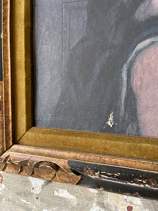 Victorian-Style Portrait of Child with Rabbit – Framed Vintage Painting