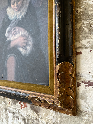 Victorian-Style Portrait of Child with Rabbit – Framed Vintage Painting