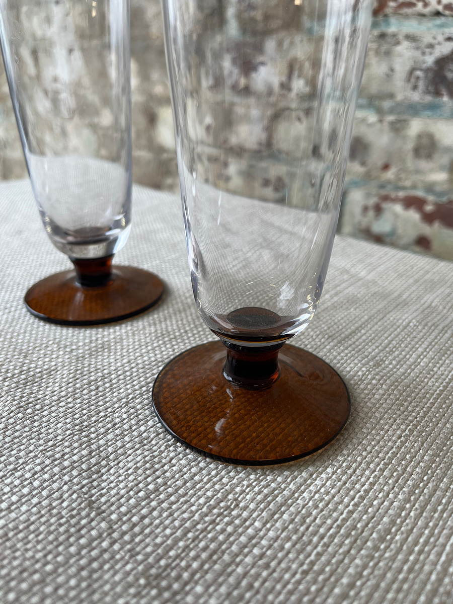 Amber Base Champagne Flutes – Set of 4