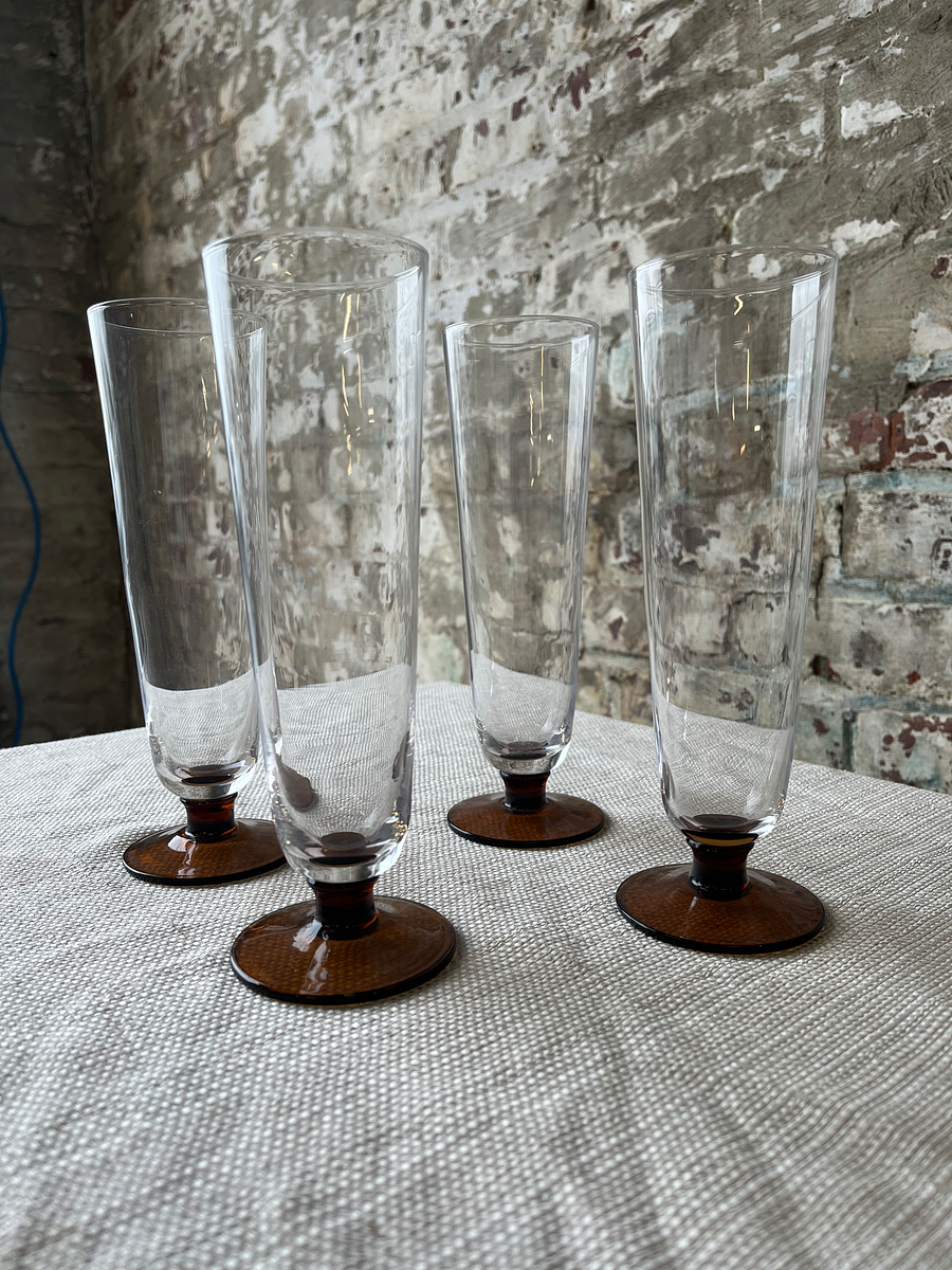 Amber Base Champagne Flutes – Set of 4