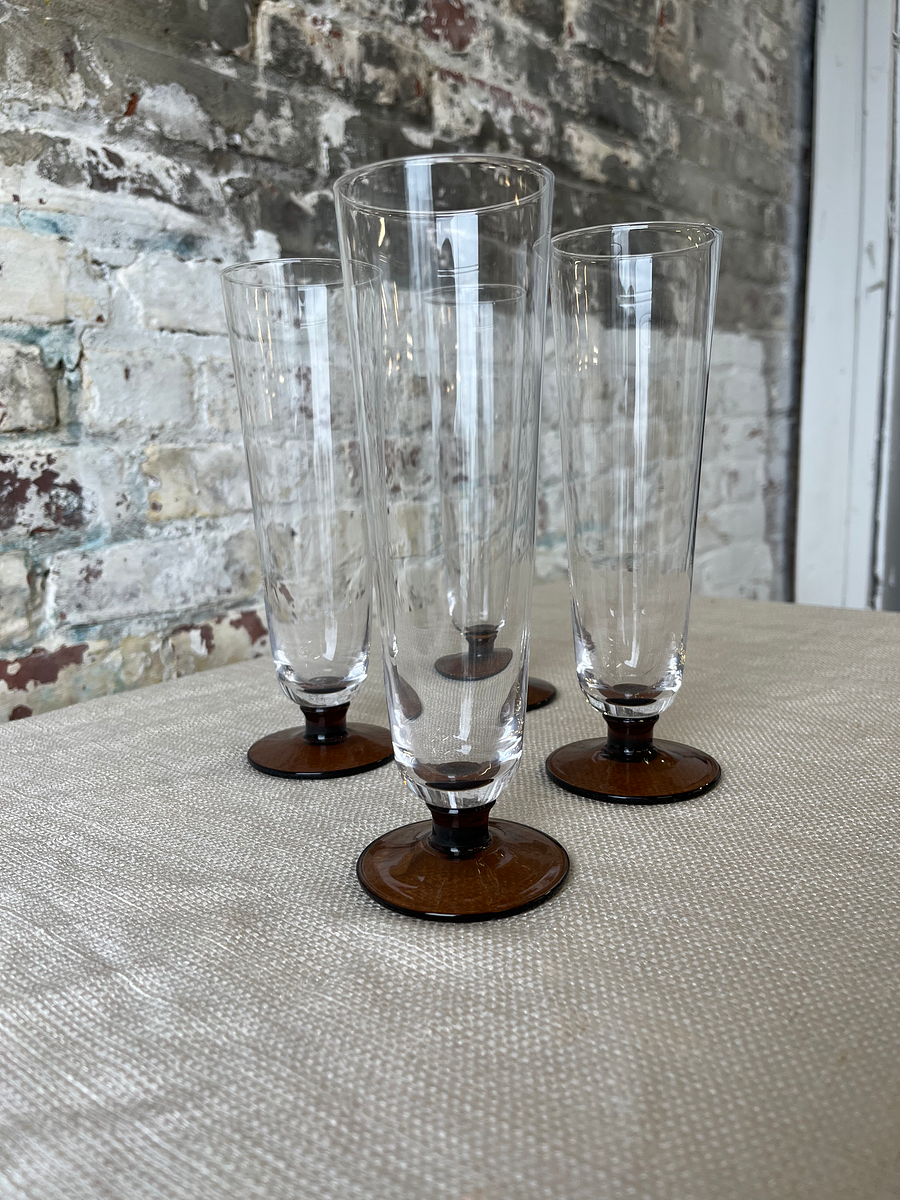 Amber Base Champagne Flutes – Set of 4