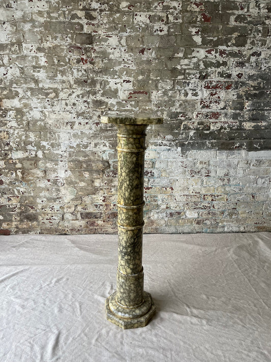 Vintage Verde Alpi Marble Pedestal Column