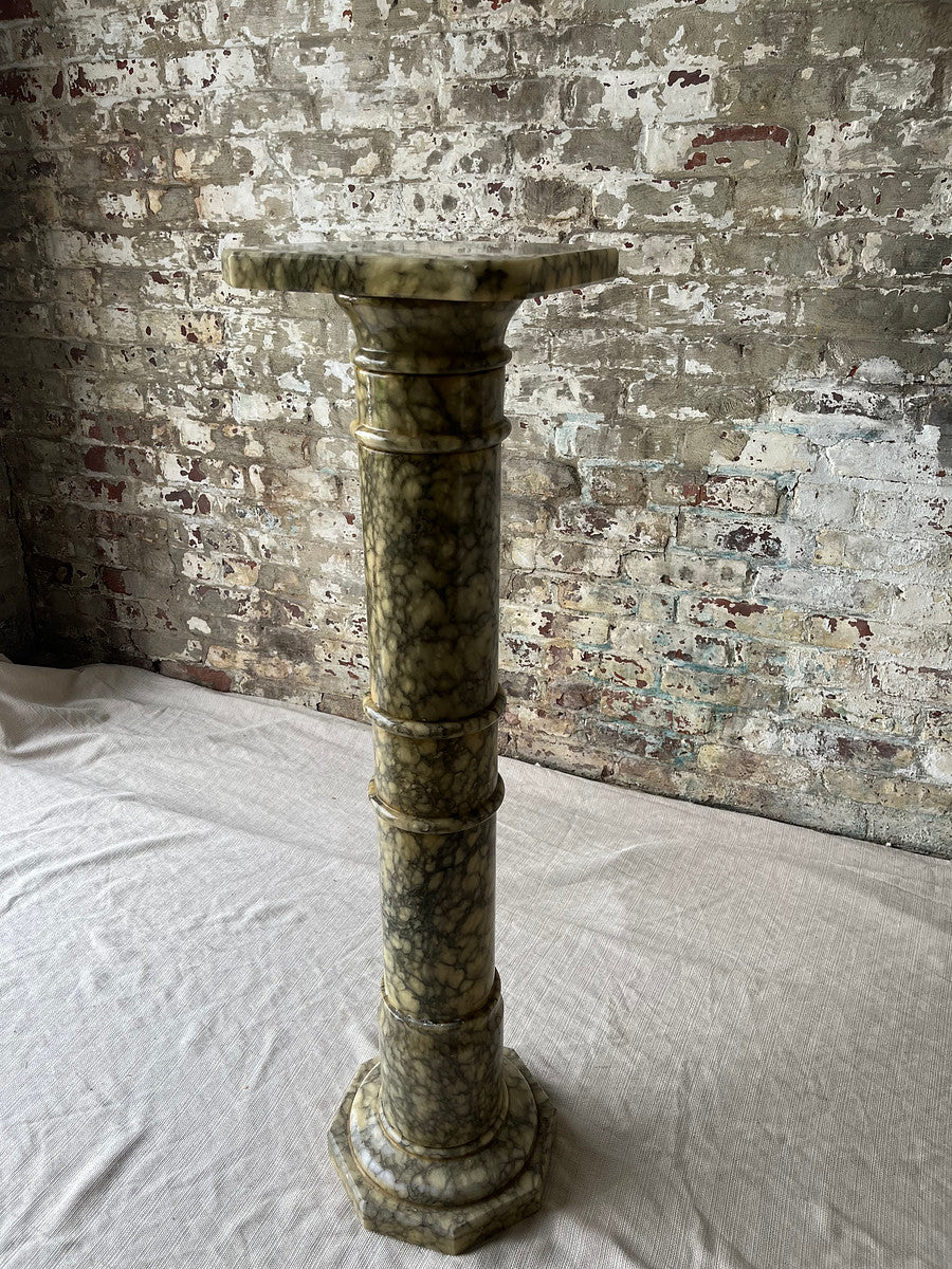 Vintage Verde Alpi Marble Pedestal Column
