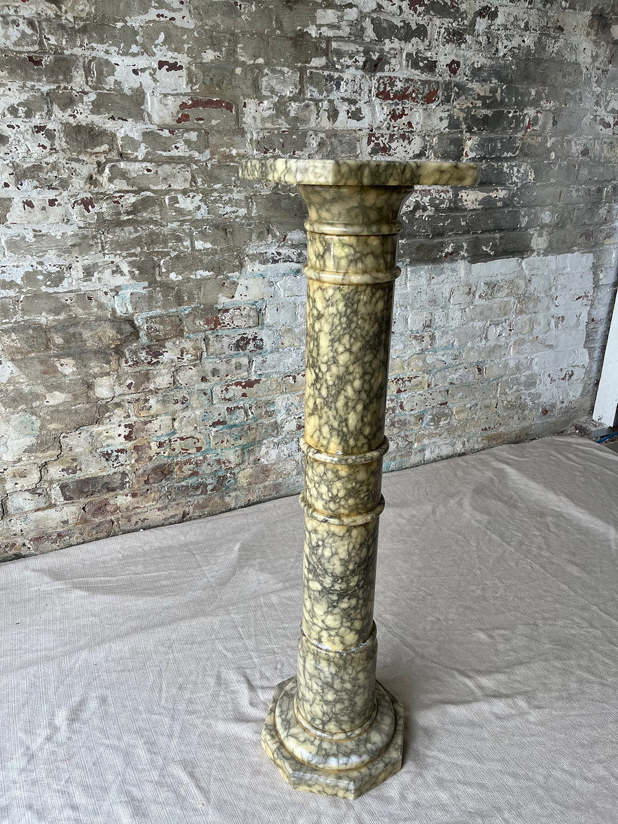Vintage Verde Alpi Marble Pedestal Column