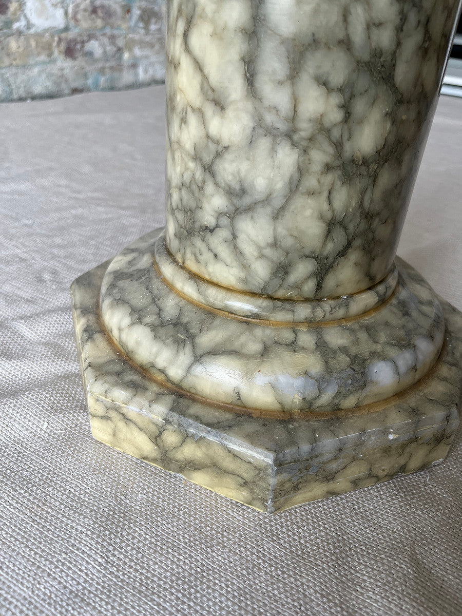Vintage Verde Alpi Marble Pedestal Column