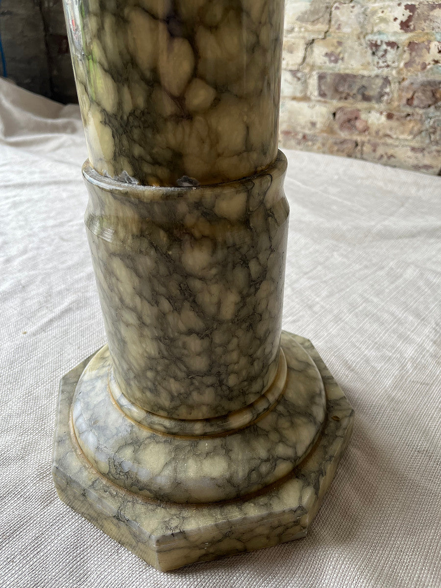 Vintage Verde Alpi Marble Pedestal Column