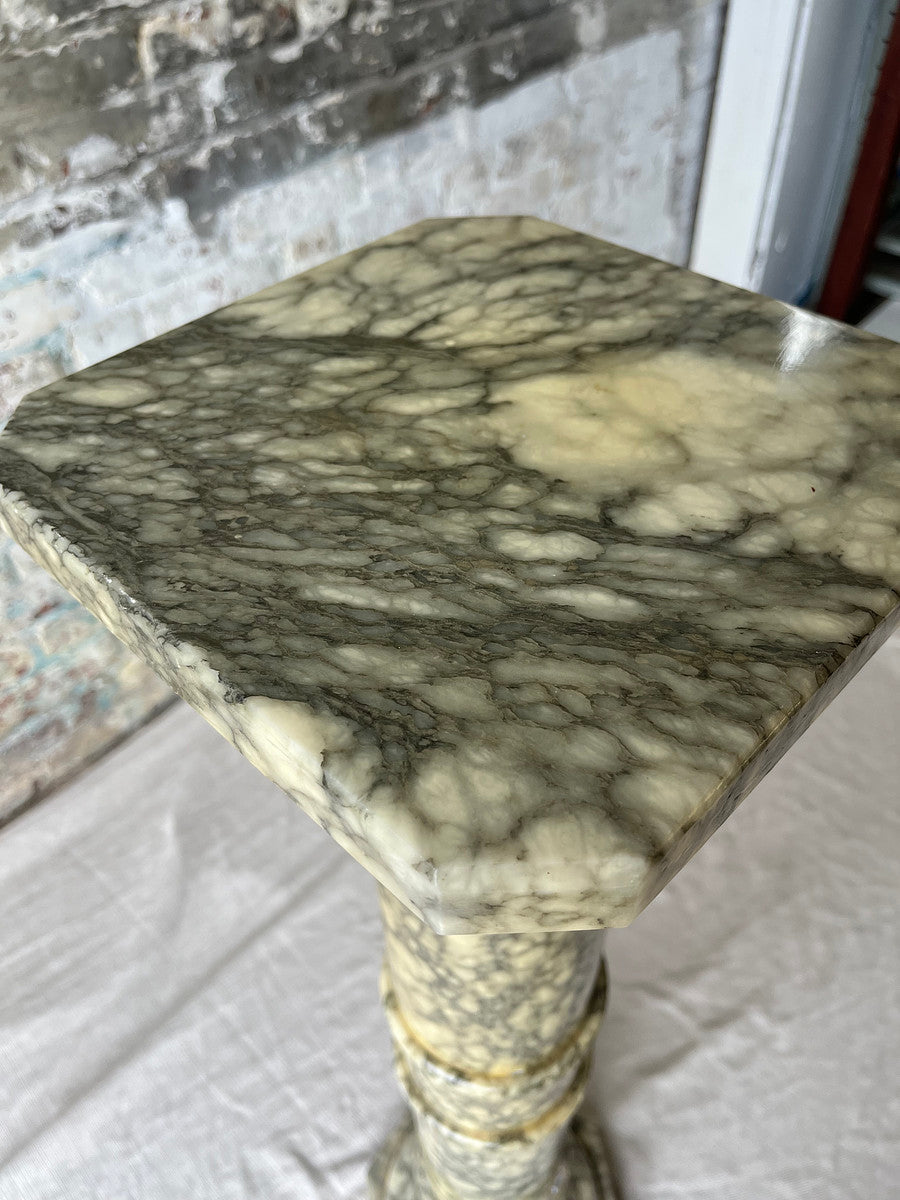 Vintage Verde Alpi Marble Pedestal Column