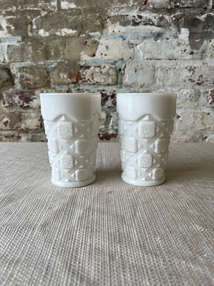 Vintage Milk Glass Tumblers – Set of 2