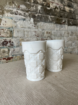Vintage Milk Glass Tumblers – Set of 2