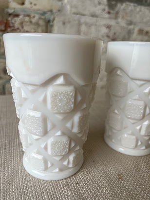 Vintage Milk Glass Tumblers – Set of 2