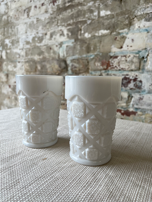 Vintage Milk Glass Tumblers – Set of 2