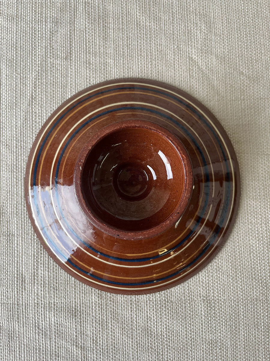 Vintage Romanian Pottery Pedestal Bowl – Handcrafted Folk Art