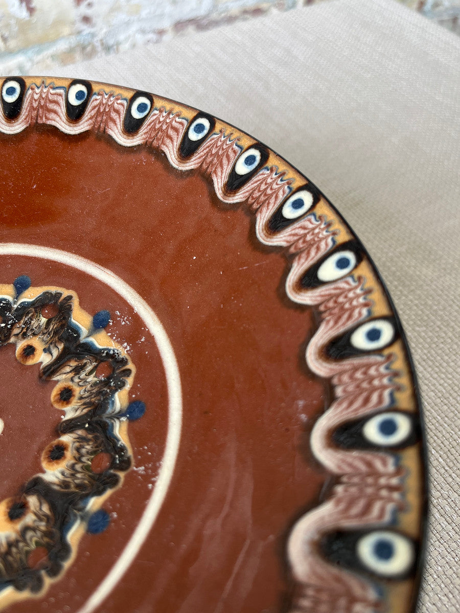 Vintage Romanian Pottery Pedestal Bowl – Handcrafted Folk Art