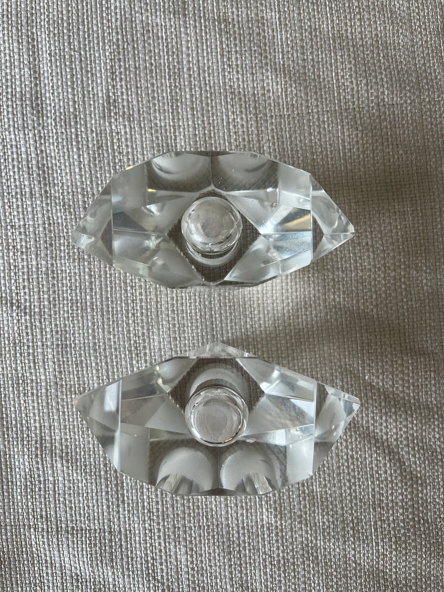 Vintage Cut Crystal Perfume Bottles – Geometric Stoppers (Set of 2)