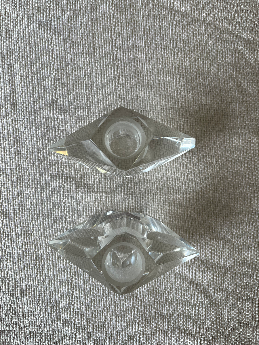 Vintage Cut Crystal Perfume Bottles – Geometric Stoppers (Set of 2)