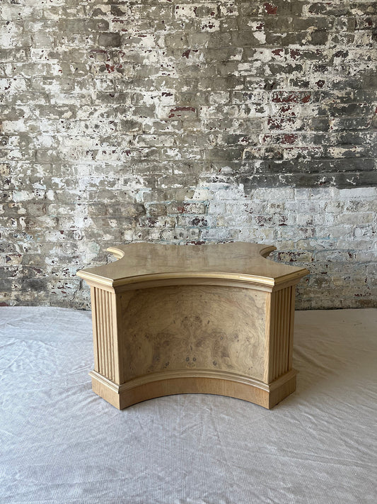 Sculptural Burl Wood Coffee Table with Fluted Corners