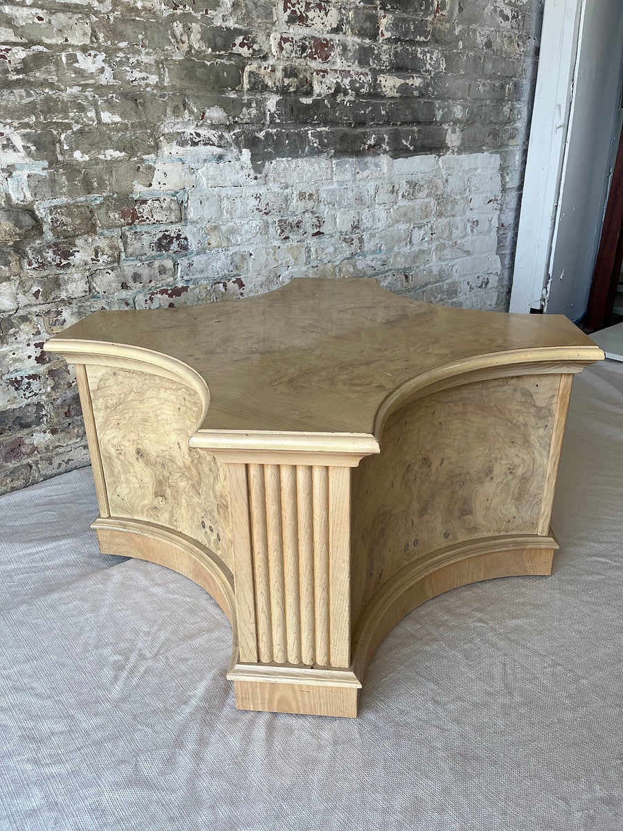 Sculptural Burl Wood Coffee Table with Fluted Corners