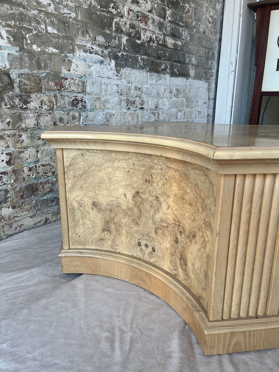 Sculptural Burl Wood Coffee Table with Fluted Corners