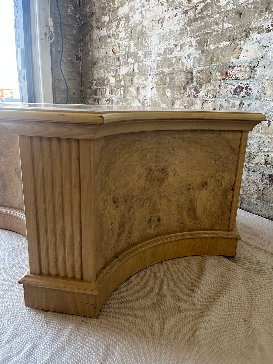Sculptural Burl Wood Coffee Table with Fluted Corners