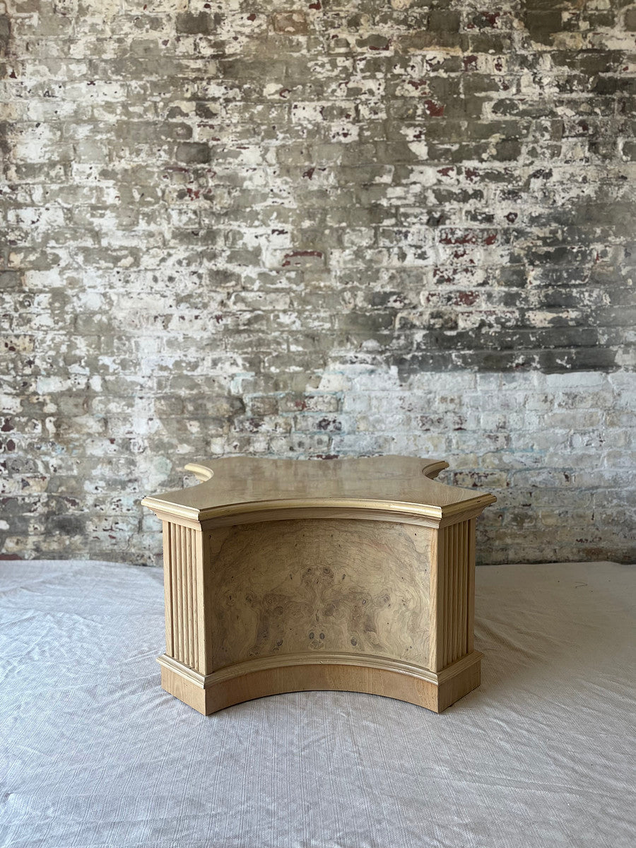 Sculptural Burl Wood Coffee Table with Fluted Corners