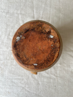 Vintage Hand-Thrown Ceramic Mug with Yellow Glaze Detailing