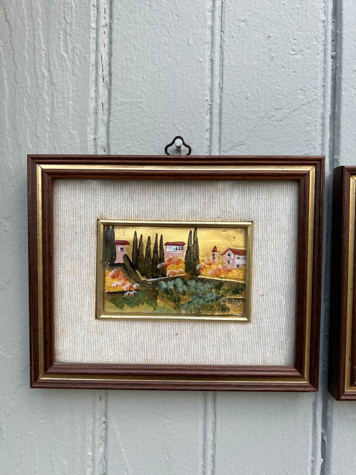 Mini Oil on Canvas Paintings from Florence, Set of 2