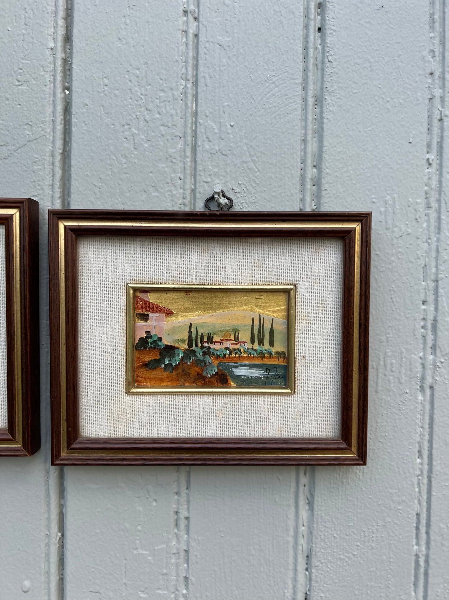 Mini Oil on Canvas Paintings from Florence, Set of 2